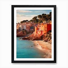 Cala Estreta Beach Costa Brava Spain Mediterranean Style Illustration 1 Art Print