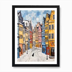 Cat In The Streets Of Nuremberg   Germany With Now 2 Art Print