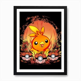 Torchic Spooky Night - Pokemon Halloween Art Print