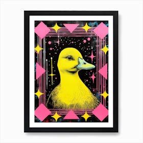 Duck At Night Pink Yellow Blue 1 Art Print