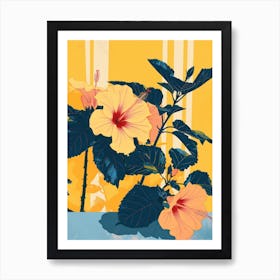 Hibiscus Flowers On A Table   Contemporary Illustration 3 Art Print