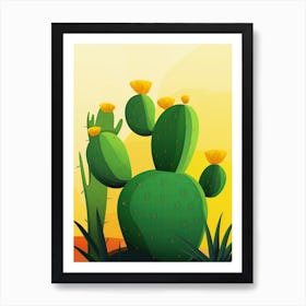 Prickly Pear Cactus Illustration 3 Art Print