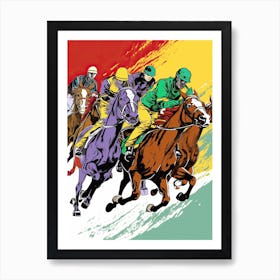Horse Racing Pop Art 4 Art Print