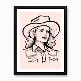 Cowgirl Portrait Pink 1 Art Print