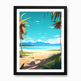 Whitehaven Beach, Australia, Flat Illustration 1 Art Print