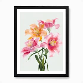 Lilies Flowers Acrylic Painting In Pastel Colours 7 Art Print