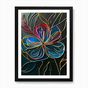 Acrylic Line Flower Art With Special Color Art Print