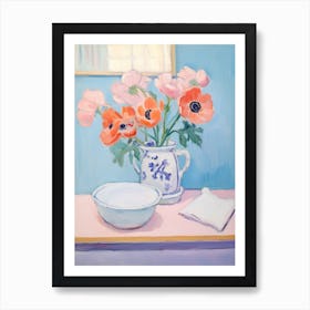 A Vase With Anemone, Flower Bouquet 4 Art Print