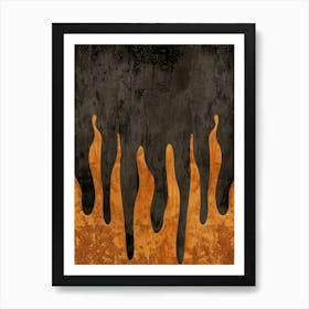 Black And Orange Flames Art Print