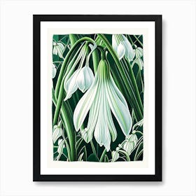 Snowdrop Floral Botanical Vintage Poster Flower Art Print