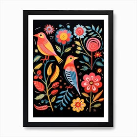 Folk Bird Illustration Cuckoo 1 Art Print