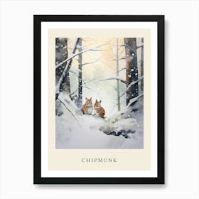 Winter Watercolour Chipmunk 6 Poster Art Print