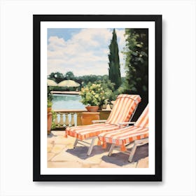Sun Lounger By The Pool In Padua Italy Art Print