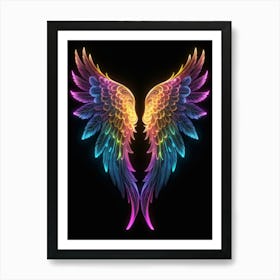 Neon Angel Wings 23 Art Print