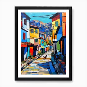 Painting Of A Street In Seoul South Korea With A Cat In The Style Of Matisse 4 Art Print