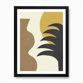 Mediterranean Abstract Neutral Gold Brown Black Art Print