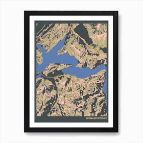 Vierwaldstättersee Lake Lucerne Switzerland Hillshade Topographic Map Art Print