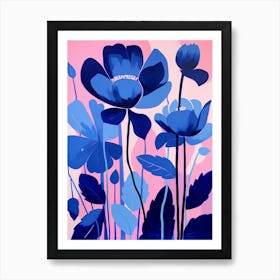 Blue Flower Illustration Cyclamen 1 Art Print