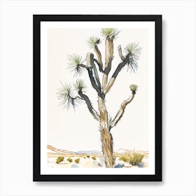 Joshua Tree In Desert Minimilist Watercolour  (4) Art Print