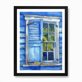 Blue Shuttered Window Art Print