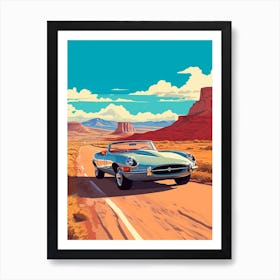 A Jaguar E Type In The Andean Crossing Patagonia Illustration 1 Art Print