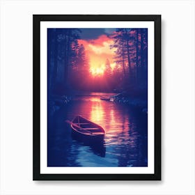 Sunset In The Forest Art Print