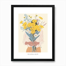 Bloom And Grow Spring Girl With Yellow Flowers 5 Art Print