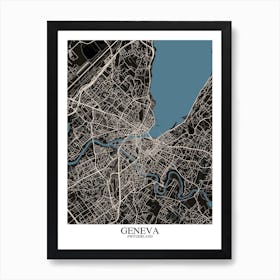 Geneva Black Blue Art Print