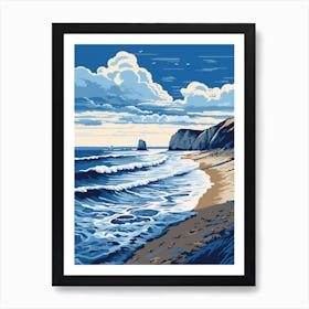 A Screen Print Of Durdle Door Beach Dorset 2 Art Print