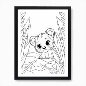 Line Art Jungle Animal Ocelot 1 Art Print