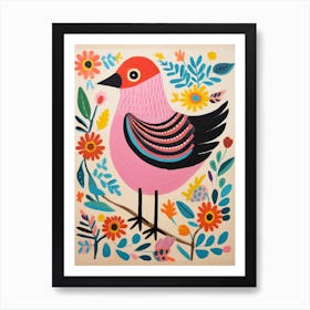 Pink Scandi Cowbird 3 Art Print