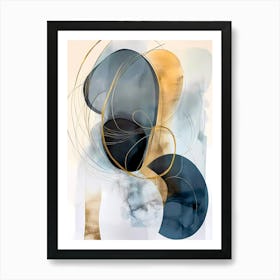 Abstract Painting blue and gold Art Print