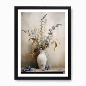 Bluebell, Autumn Fall Flowers Sitting In A White Vase, Farmhouse Style 3 Art Print