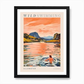 Wild Swimming At Ullswater Cumbria 3 Poster Art Print