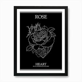 Rose Heart Line Drawing 6 Poster Inverted Art Print