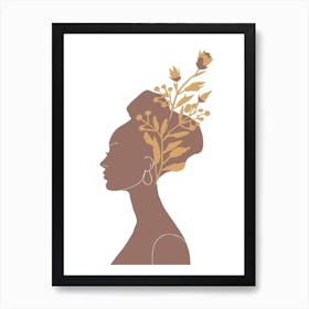 Silhouette Of African Woman Art Print