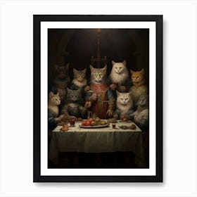 Gothic Style Cats Banqueting Art Print
