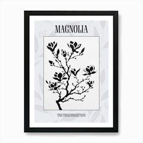 Magnolia Tree Simple Geometric Nature Stencil 2 Poster Art Print