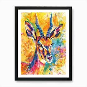 Antelope Colourful Watercolour 1 Poster