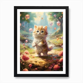 Cute Fantasy Vintage Kitten Kitsch 2 Art Print