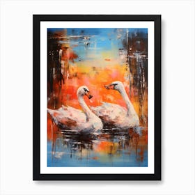 Swans Abstract Expressionism 4 Art Print
