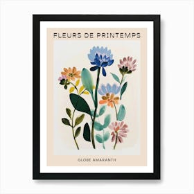 Spring Floral French Poster  Globe Amaranth 3 Art Print