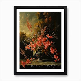 Baroque Floral Still Life Coral Bells 1 Art Print