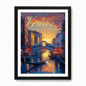 Venice Dream: A Vintage Gondola Poster Art Print