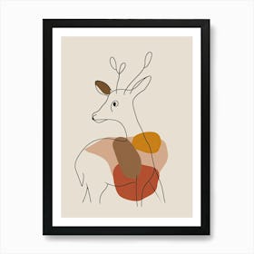 Deer - Boho, Line Art 14 Art Print