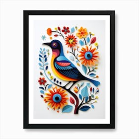 Scandinavian Bird Illustration Cowbird 1 Art Print