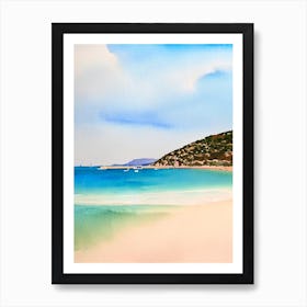 Plage De Palombaggia 2, Corsica, France Watercolour Art Print