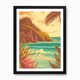 Kauai Hawaii Vintage Sketch Tropical Destination Art Print