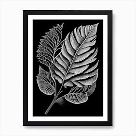 Birch Leaf Linocut 1 Art Print