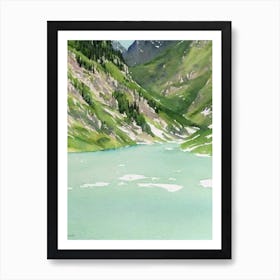 Écrins National Park France Water Colour Poster Art Print